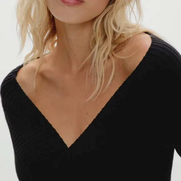 Frankie’s Bikinis Jade Knit Mini Dress LS NWT S Black (OTR0054) - Picture 5 of 8